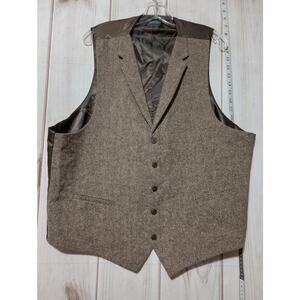 Madison Vest Mens‎ 2XL Brown Wool Blend Tailored Button Up Dress Formal XXL